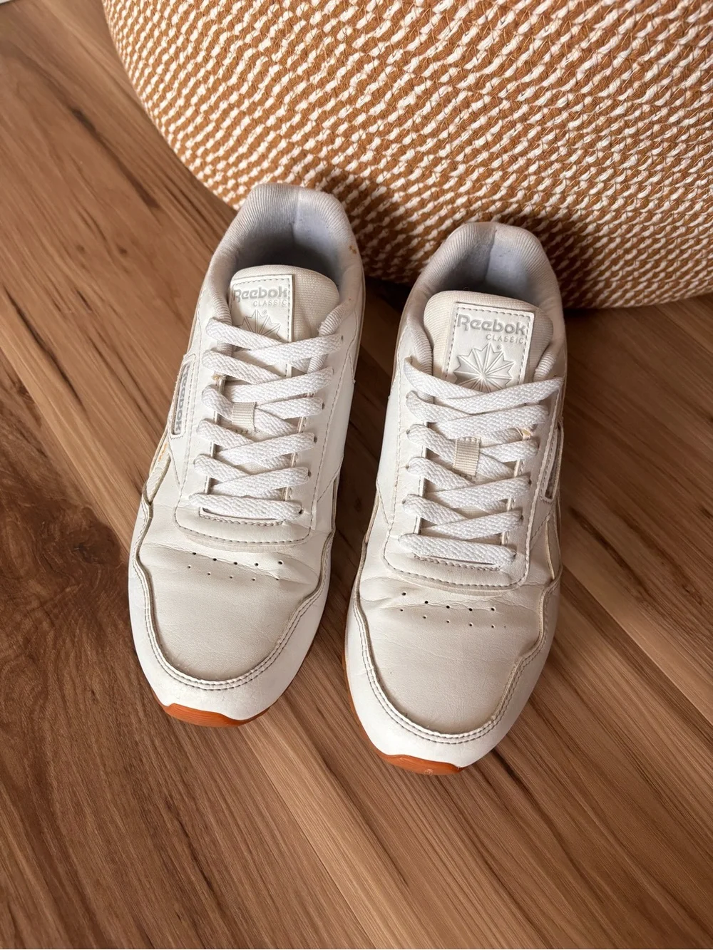 Reebok Women’s White Leather Sneakers with Gum Outsole